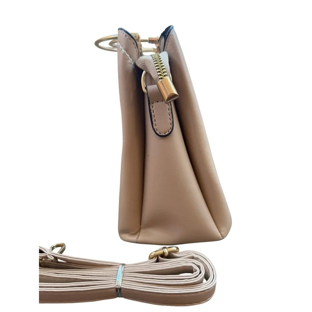 Womens Colorblock Cream Satchel Handle Crossbody Small Purse Cream Tan